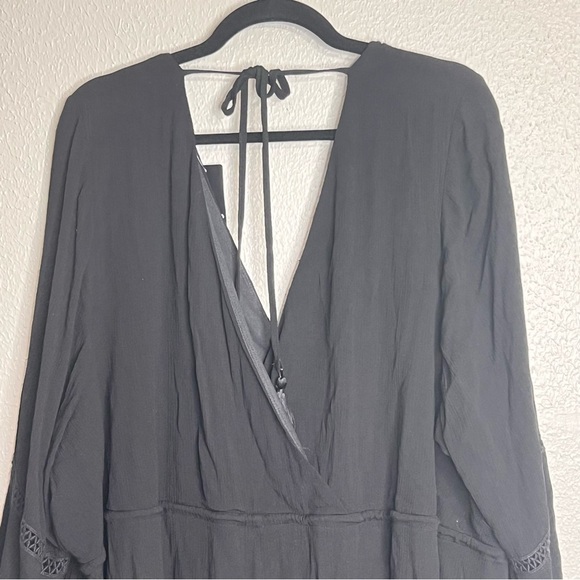 TORRID Black Gauze Long Sleeve Skater Dress Bell Sleeve Tie Back Plus Size 4X 4 - Picture 12 of 14